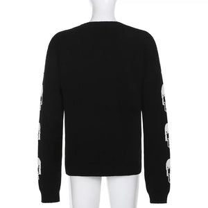 White Skulls Loose Sweater