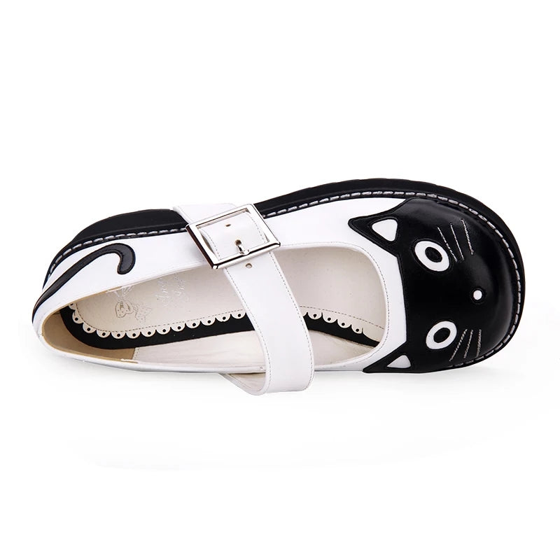 Cat Print Chunky Flatform Shoes