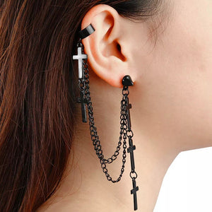 Hanging Cross Chain Earrings