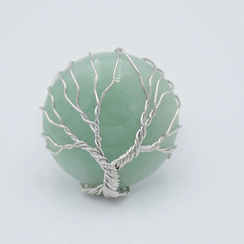 Silver Tree Of Life Stone Ring