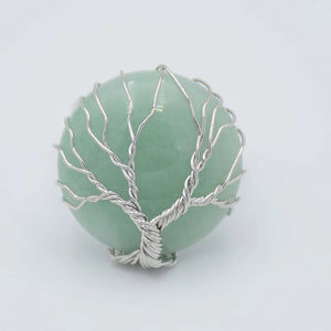 Silver Tree Of Life Stone Ring