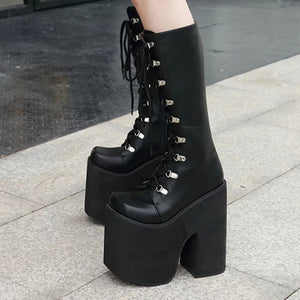 High Heel Wedge Boots