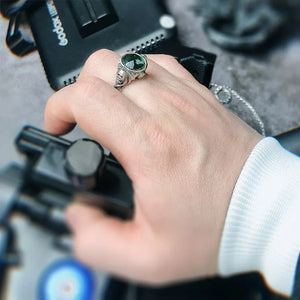 Green Crystal Signet Ring