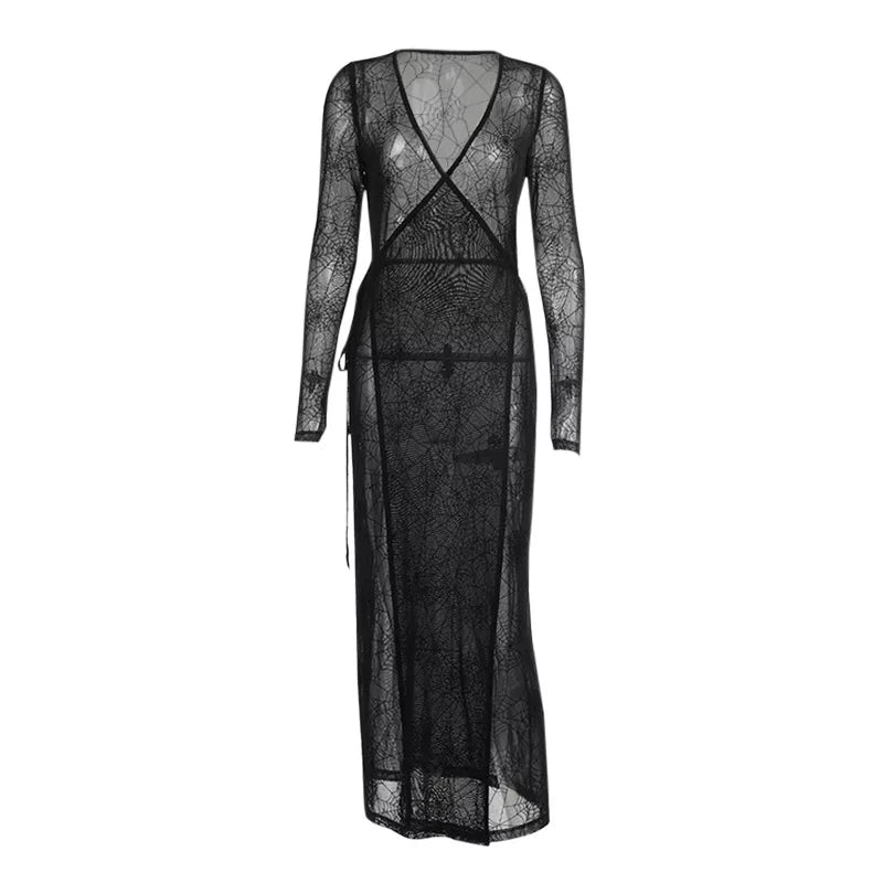 Spider Web Design Maxi Dress