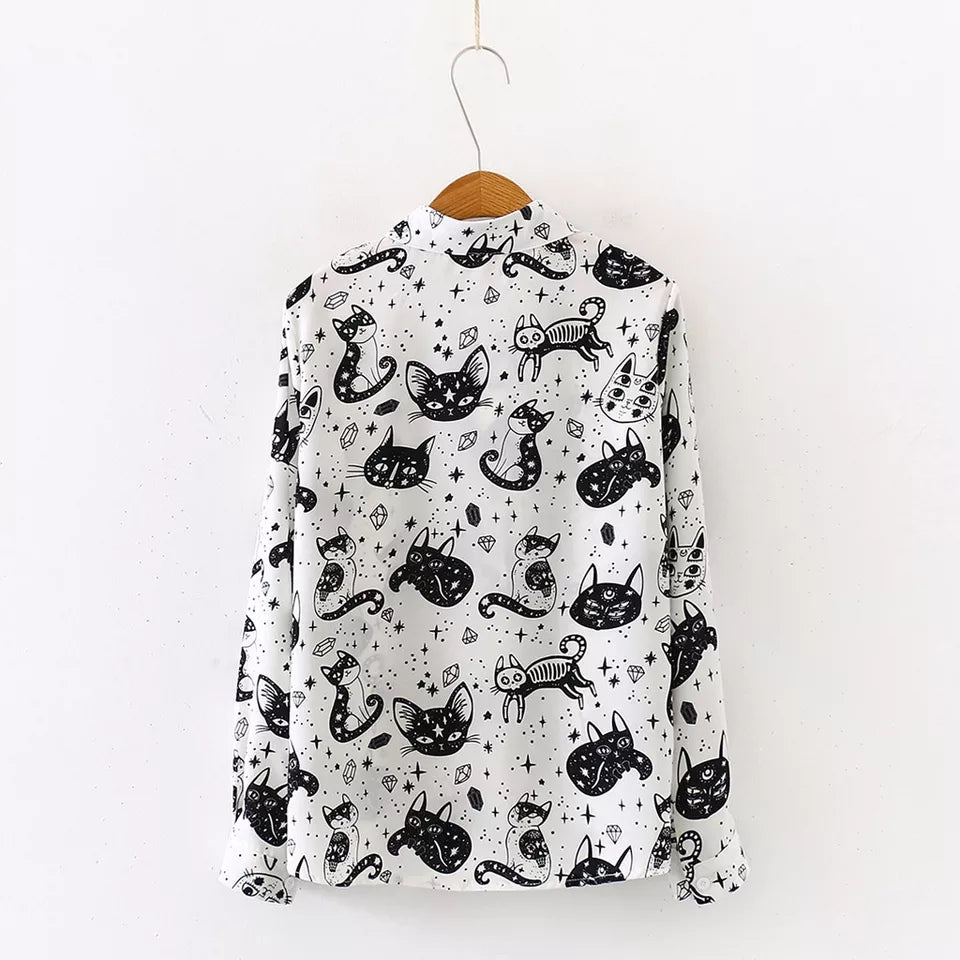 Witch Hilda Cat Print Blouse