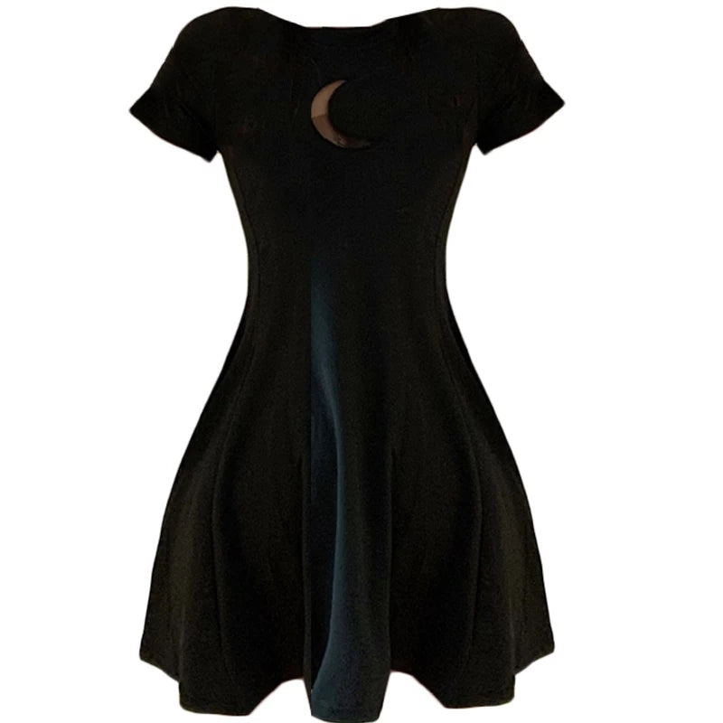 Crescent Moon Black Mini Dress