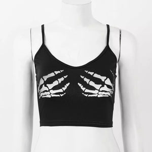 Skeleton Hands Print Crop Top