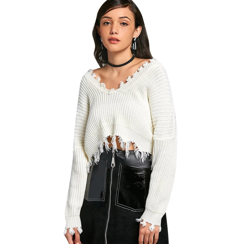 Deep V Knitted Jumper