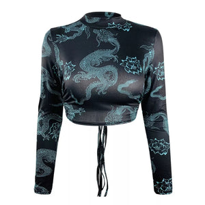 Dragon Print Crop Top