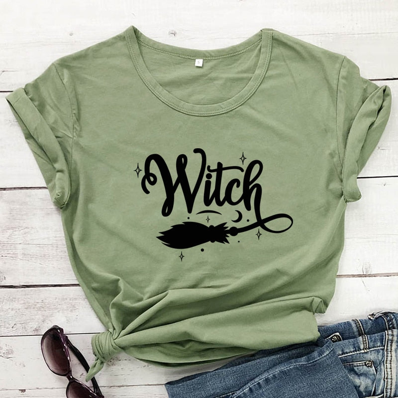 Witch Broom Print T-Shirt