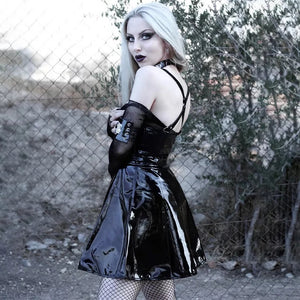 Dark Solid Leather Skirt