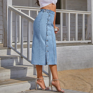 Side Split Denim Skirt