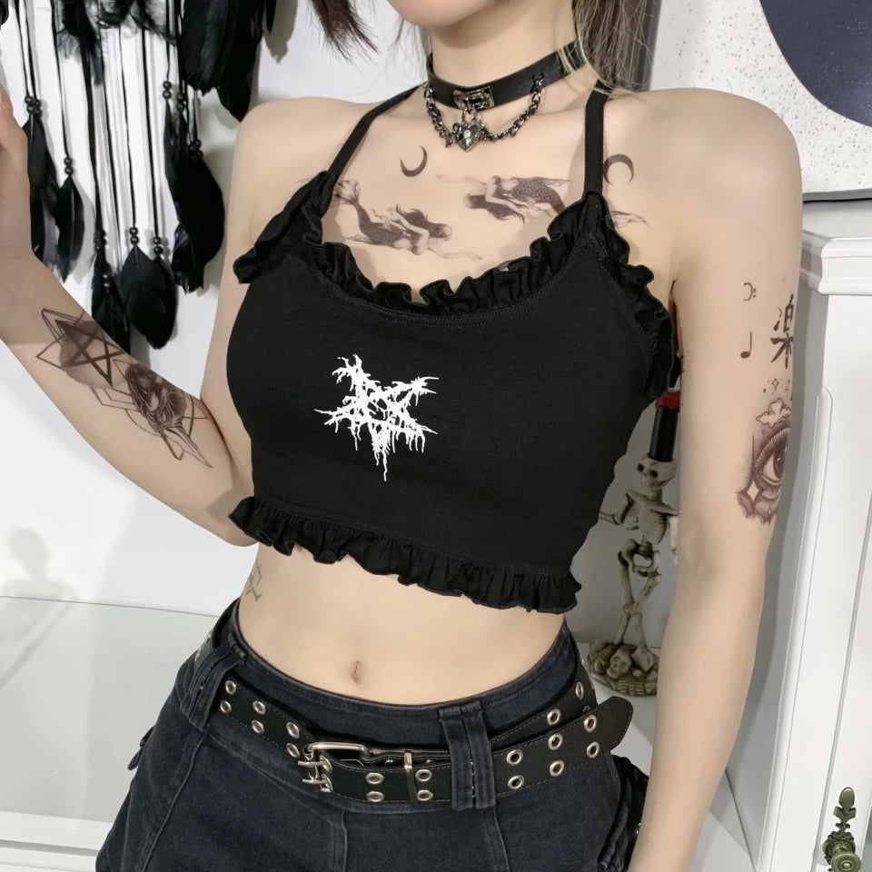 Pentagram Print Crop Top