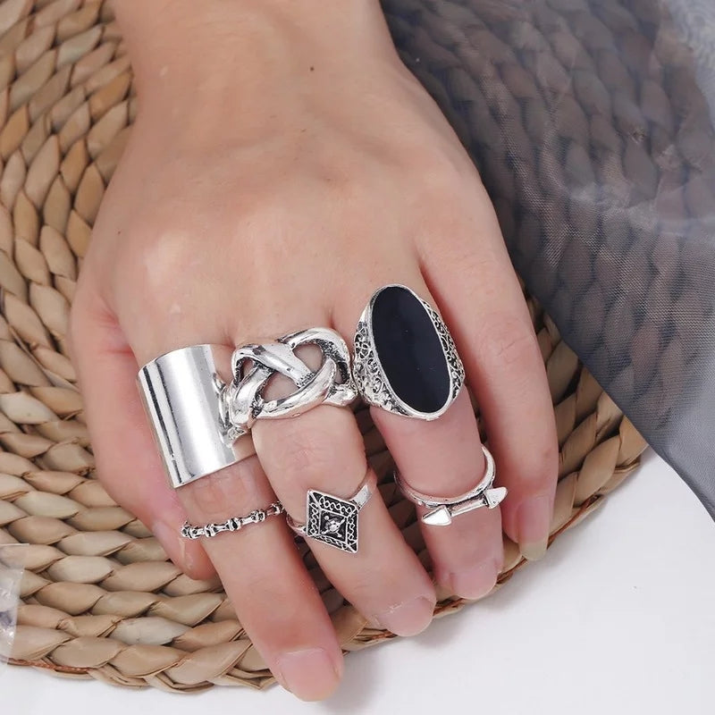 Pack Of Six Rings In Silver