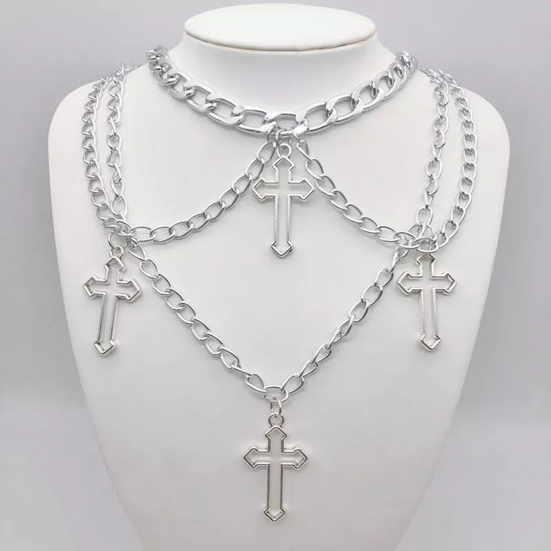 Multi-layered Cross Necklace