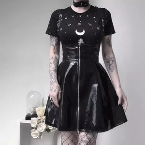 Dark Solid Leather Skirt