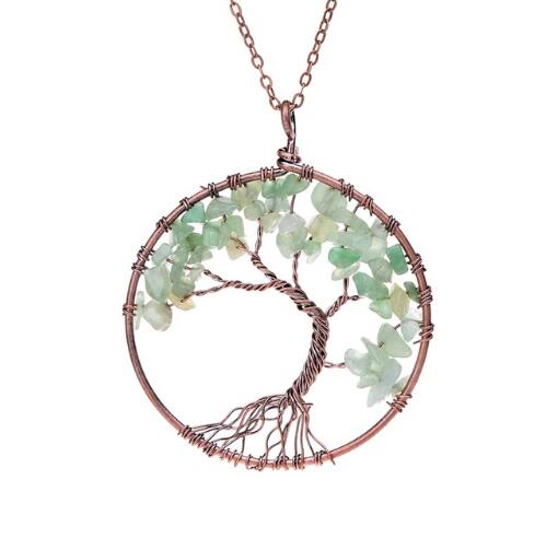 Crystal Natural Stone Tree of Life Necklace