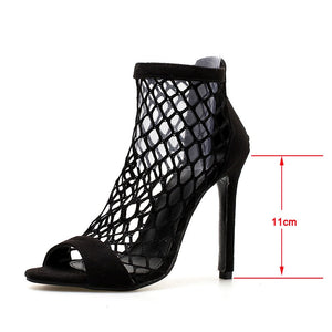 Fishnet Peep Toe Sandals