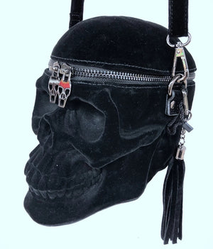 Velvet Skull Shaped Shoulder Bag