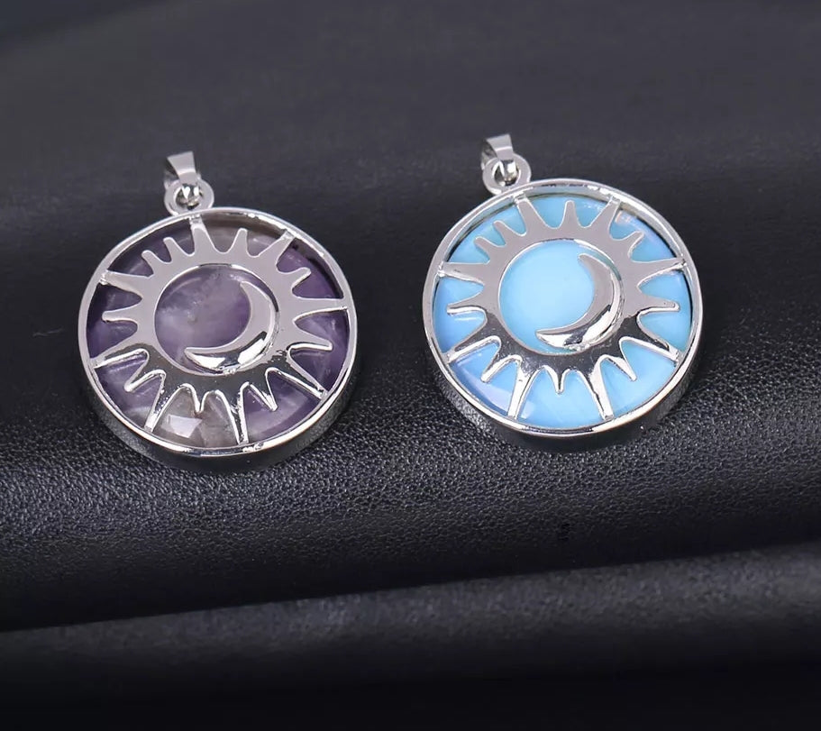 Sun And Moon Natural Stone Pendant