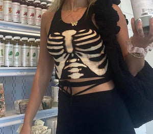 Skeleton Chest Print Crop Top