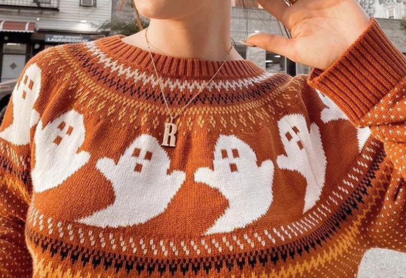 Ghosts Print Sweater