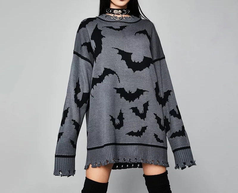 All Over Bats Print Sweater