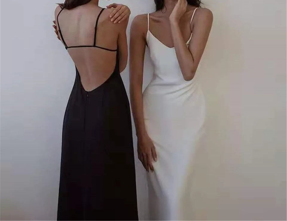 Backless Satin Maxi Dress