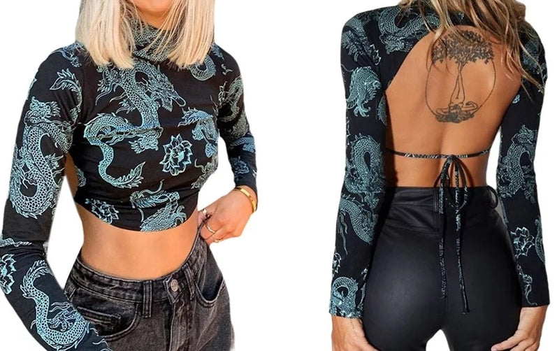 Dragon Print Crop Top