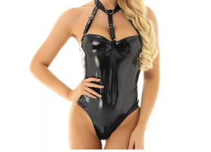 Halter Vinyl Bodysuit