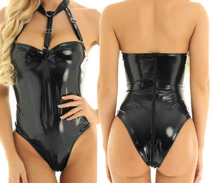 Halter Vinyl Bodysuit