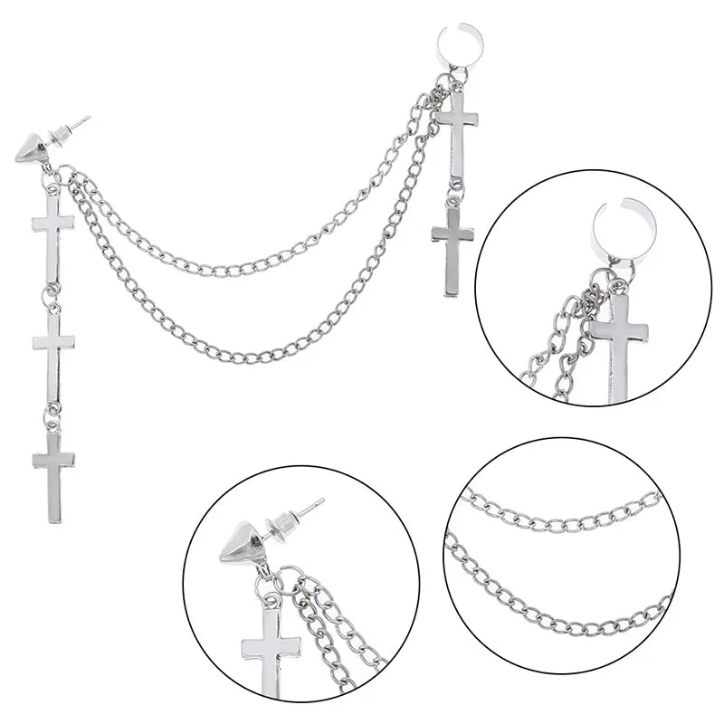 Hanging Cross Chain Earrings