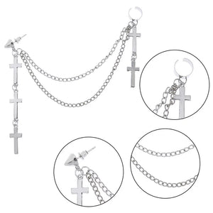 Hanging Cross Chain Earrings