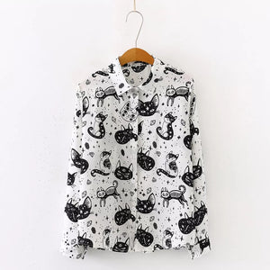 Witch Hilda Cat Print Blouse