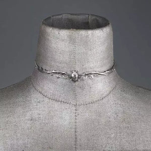 Silver Bat Choker Necklace