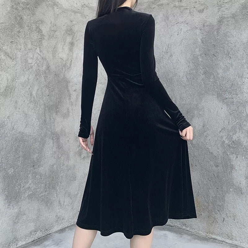 Five Pointed Star Velvet Midi Dress