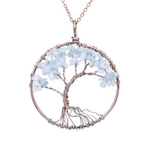 Crystal Natural Stone Tree of Life Necklace