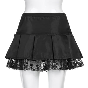 Lace Trim Mini Skirt