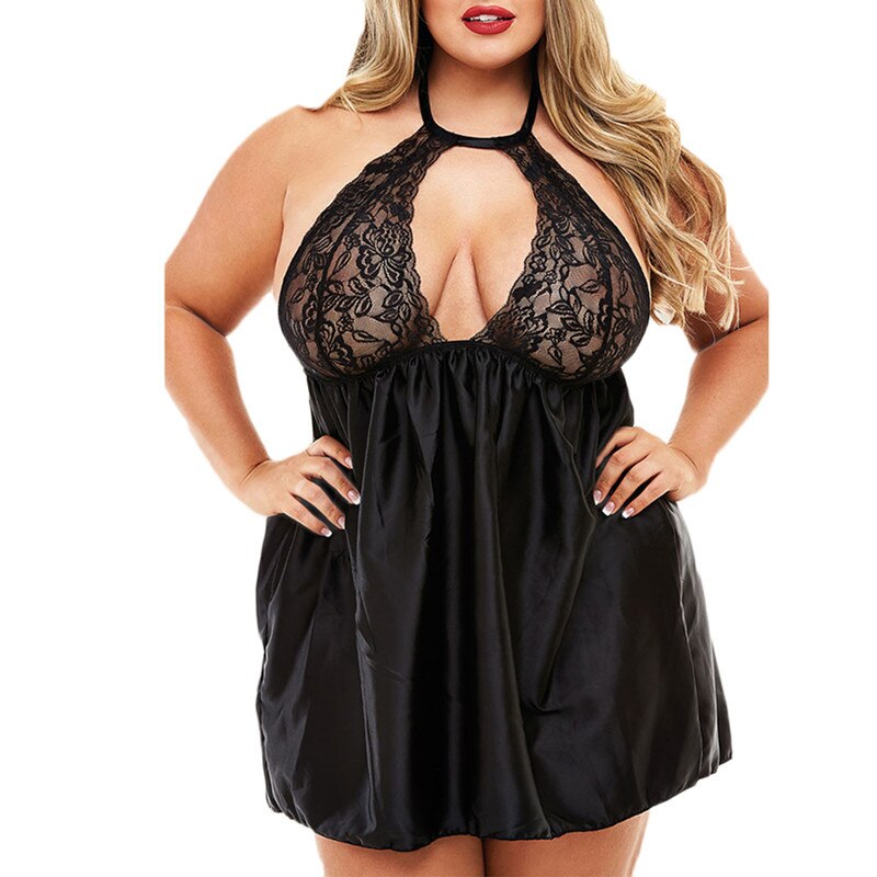 Plus Size Mini Satin Nightgown