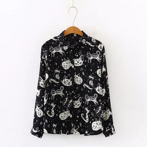 Witch Hilda Cat Print Blouse