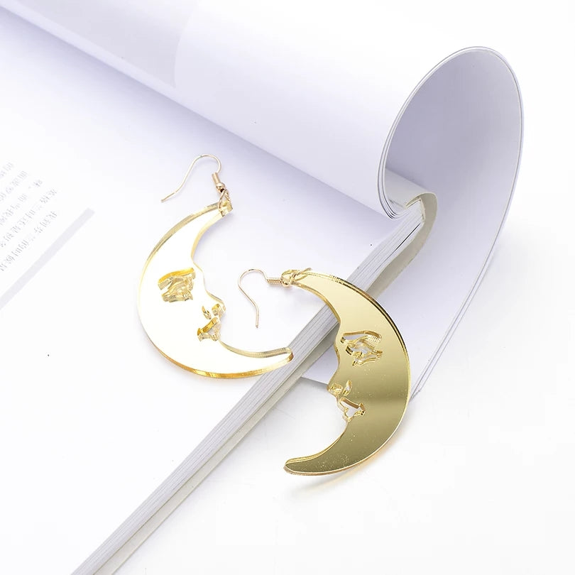 Crescent Moon Shaped Gold Earrings