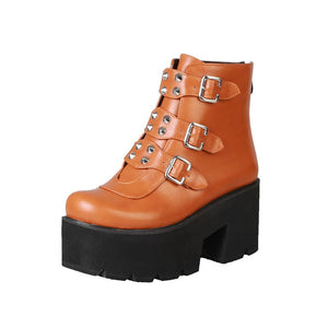 Platform Buckle Ankle Boots