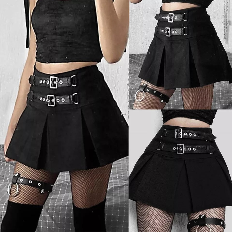 Double Belted Mini Skirt