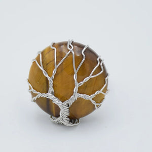 Silver Tree Of Life Stone Ring