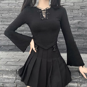 Asymmetrical Lace Up Blouse