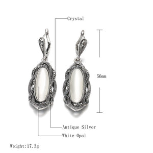 Oval Crystal Drop Earrings