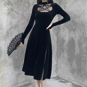 Five Pointed Star Velvet Midi Dress