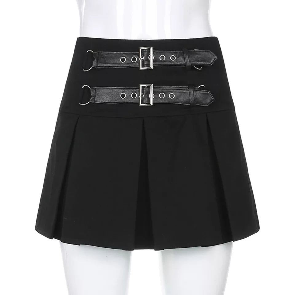 Double Belted Mini Skirt