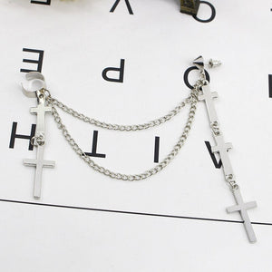 Hanging Cross Chain Earrings