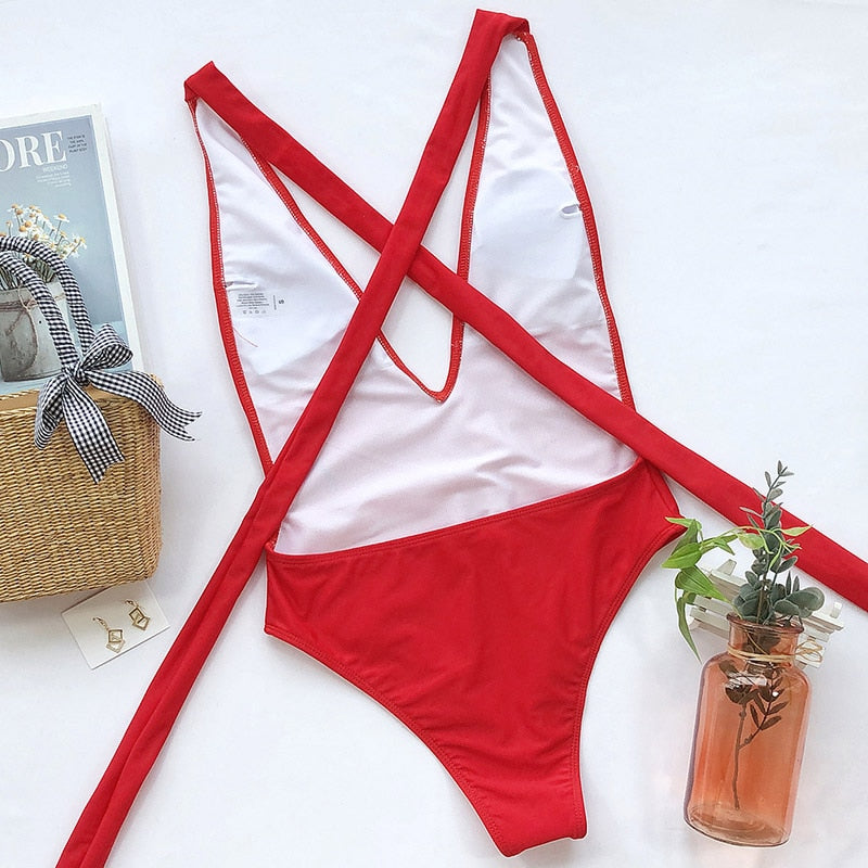 Red Wrap Swimsuit